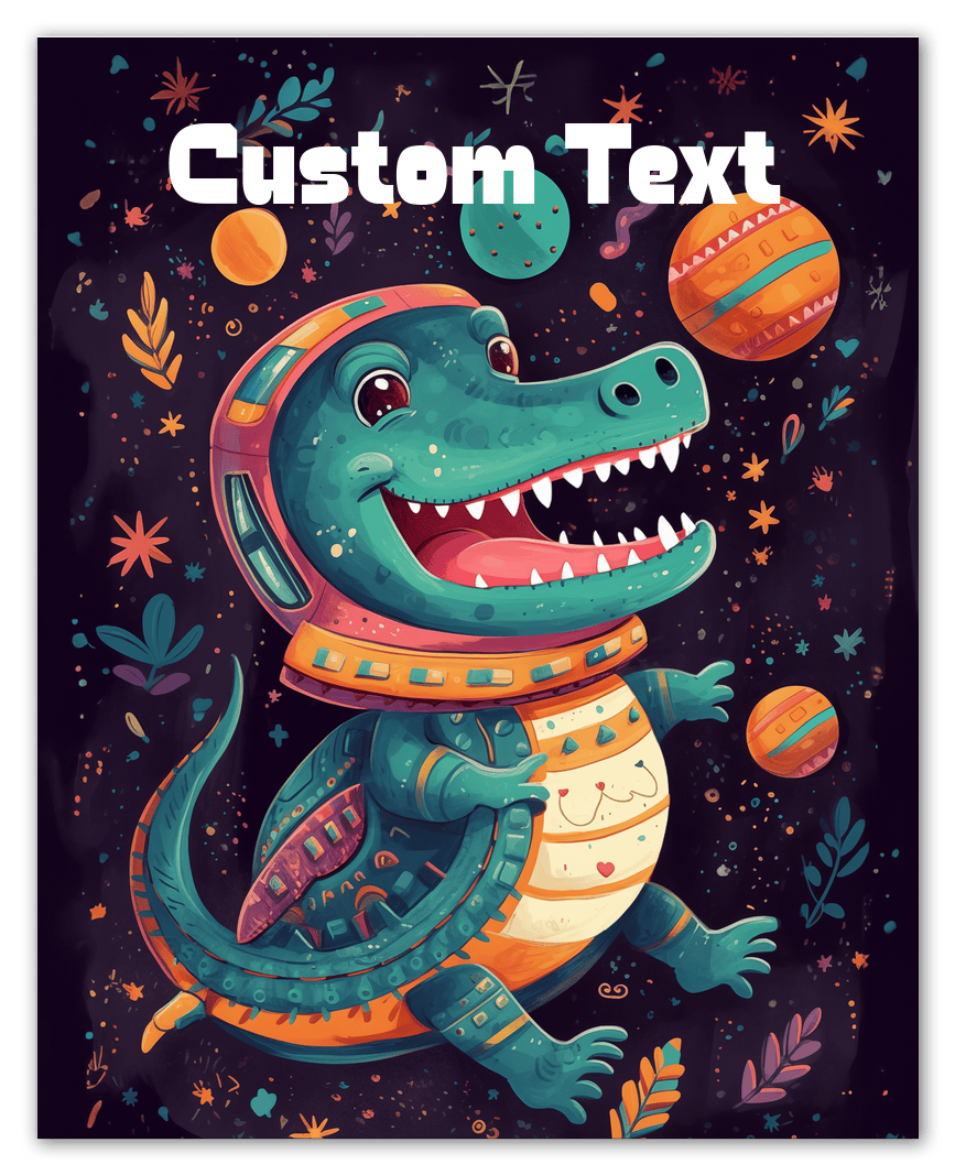 Just So Posh SpaceAni 1 Gator 1 Wall Art Decor Poster Photo Print, Ideal For Home or Office - Front View