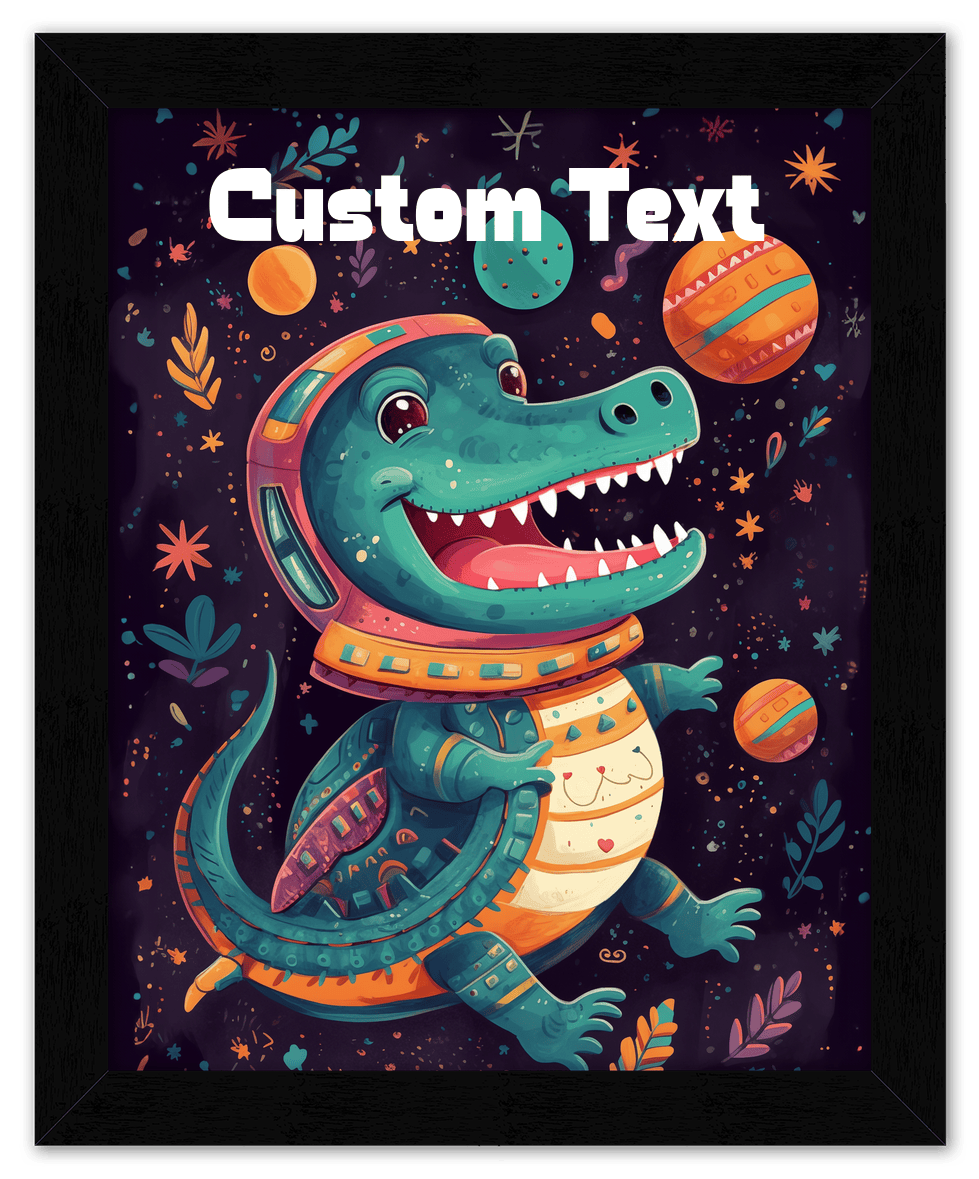 Just So Posh SpaceAni 1 Gator 1 Wall Art Decor Poster Photo Print, Ideal For Home or Office - Front View