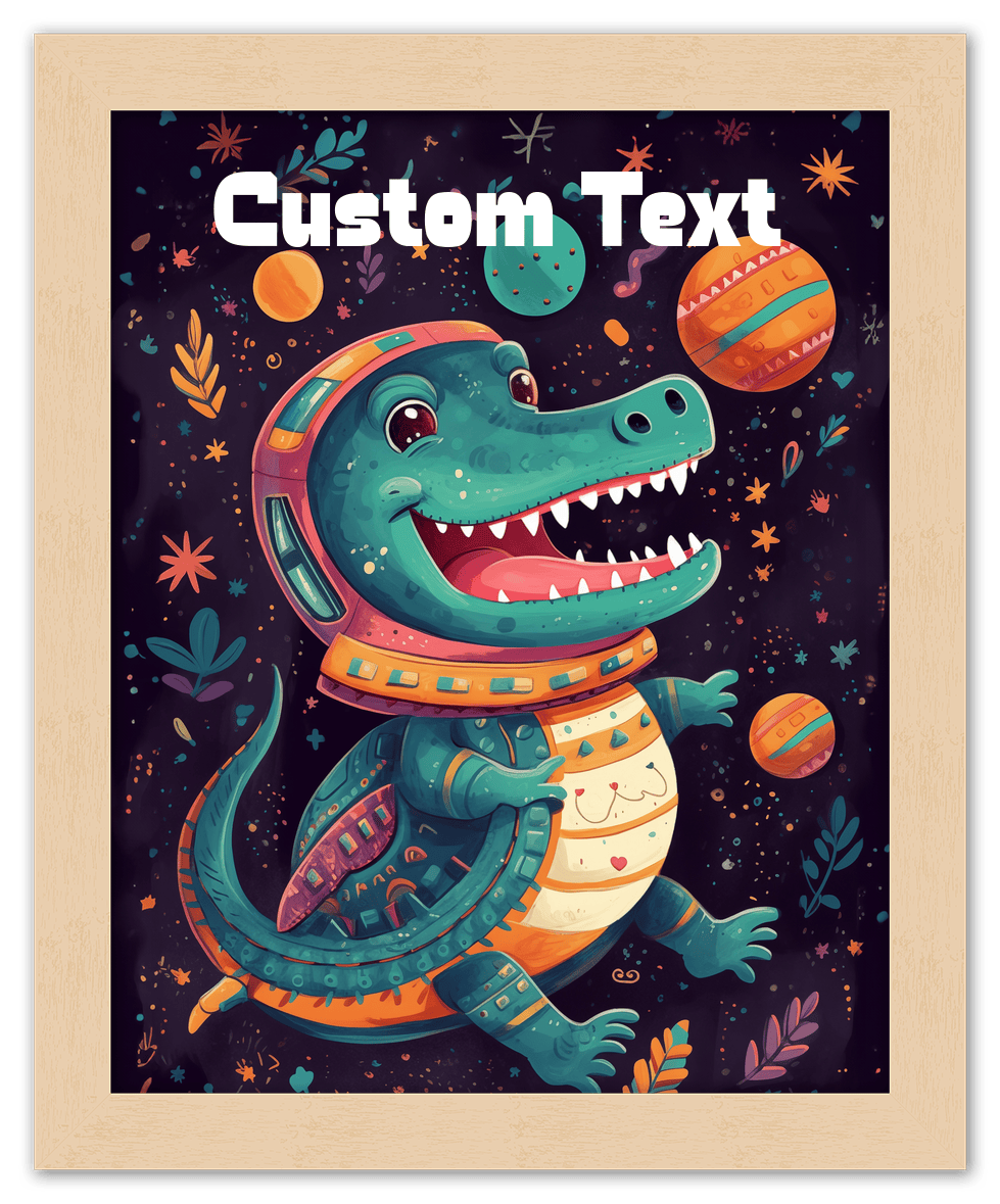 Just So Posh SpaceAni 1 Gator 1 Wall Art Decor Poster Photo Print, Ideal For Home or Office - Front View