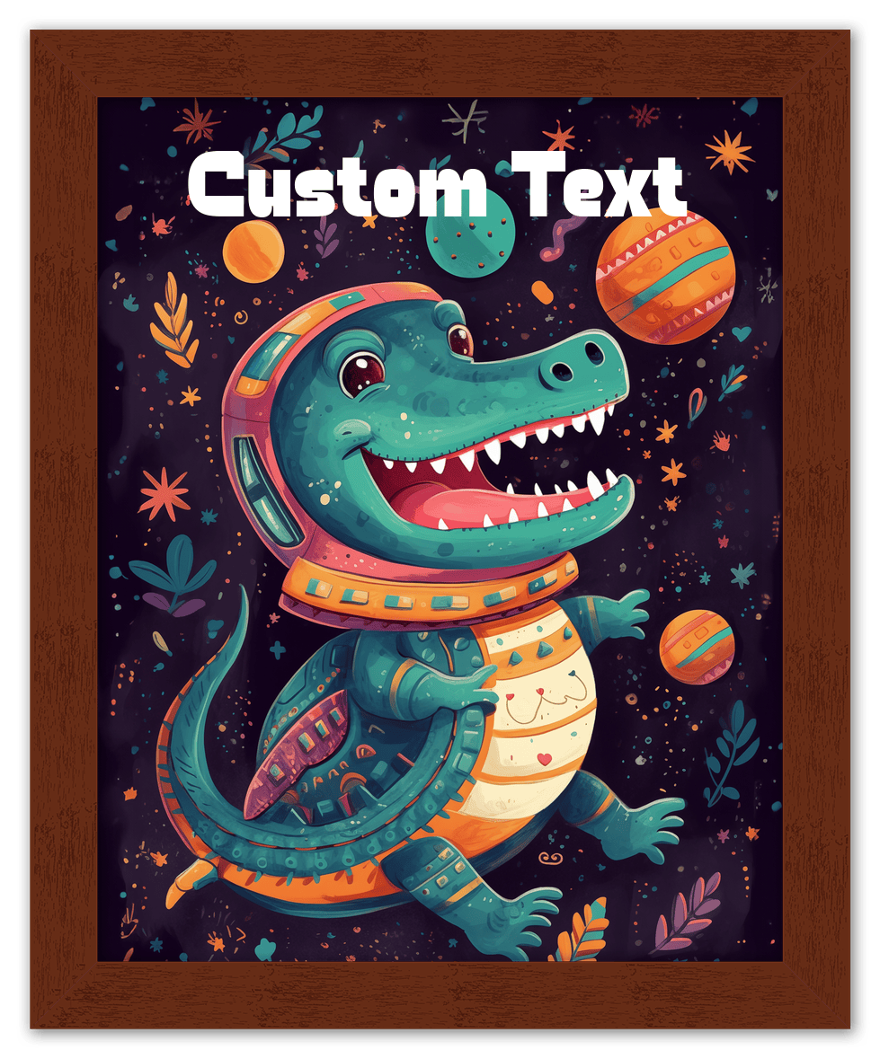 Just So Posh SpaceAni 1 Gator 1 Wall Art Decor Poster Photo Print, Ideal For Home or Office - Front View