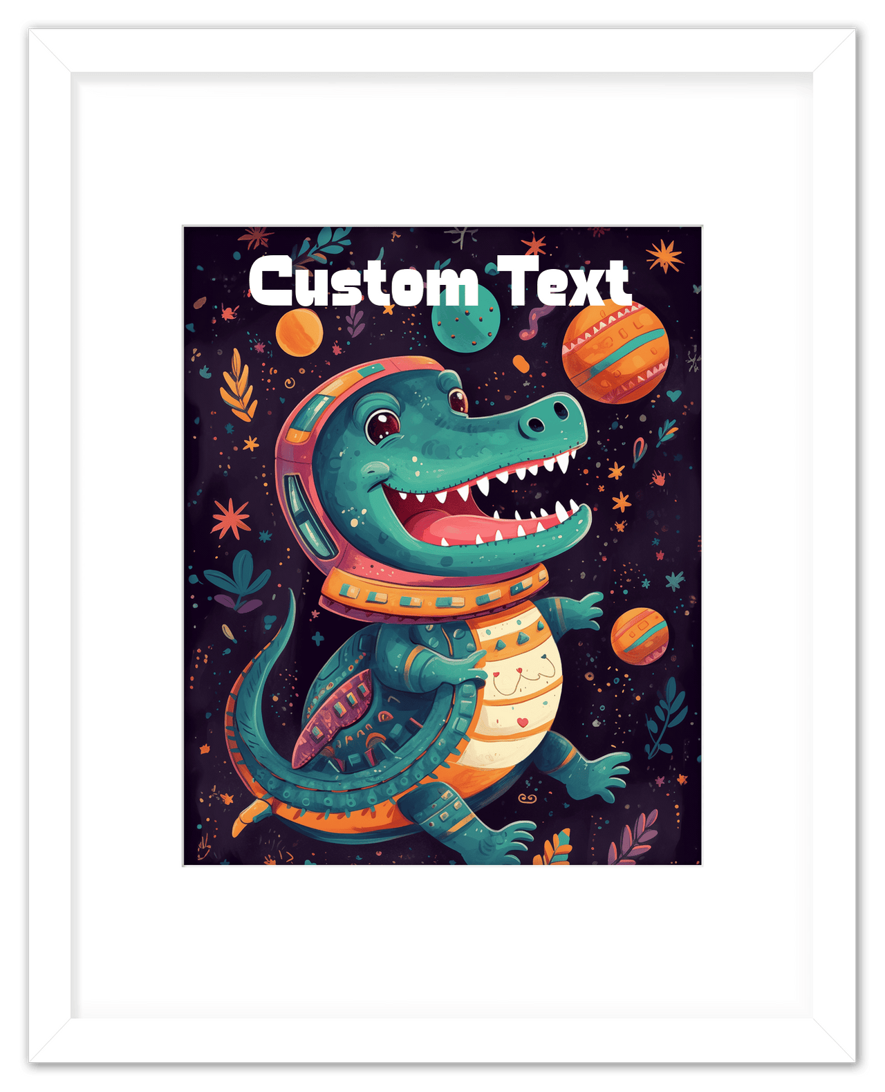 Just So Posh SpaceAni 1 Gator 1 Wall Art Decor Poster Photo Print, Ideal For Home or Office - Front View