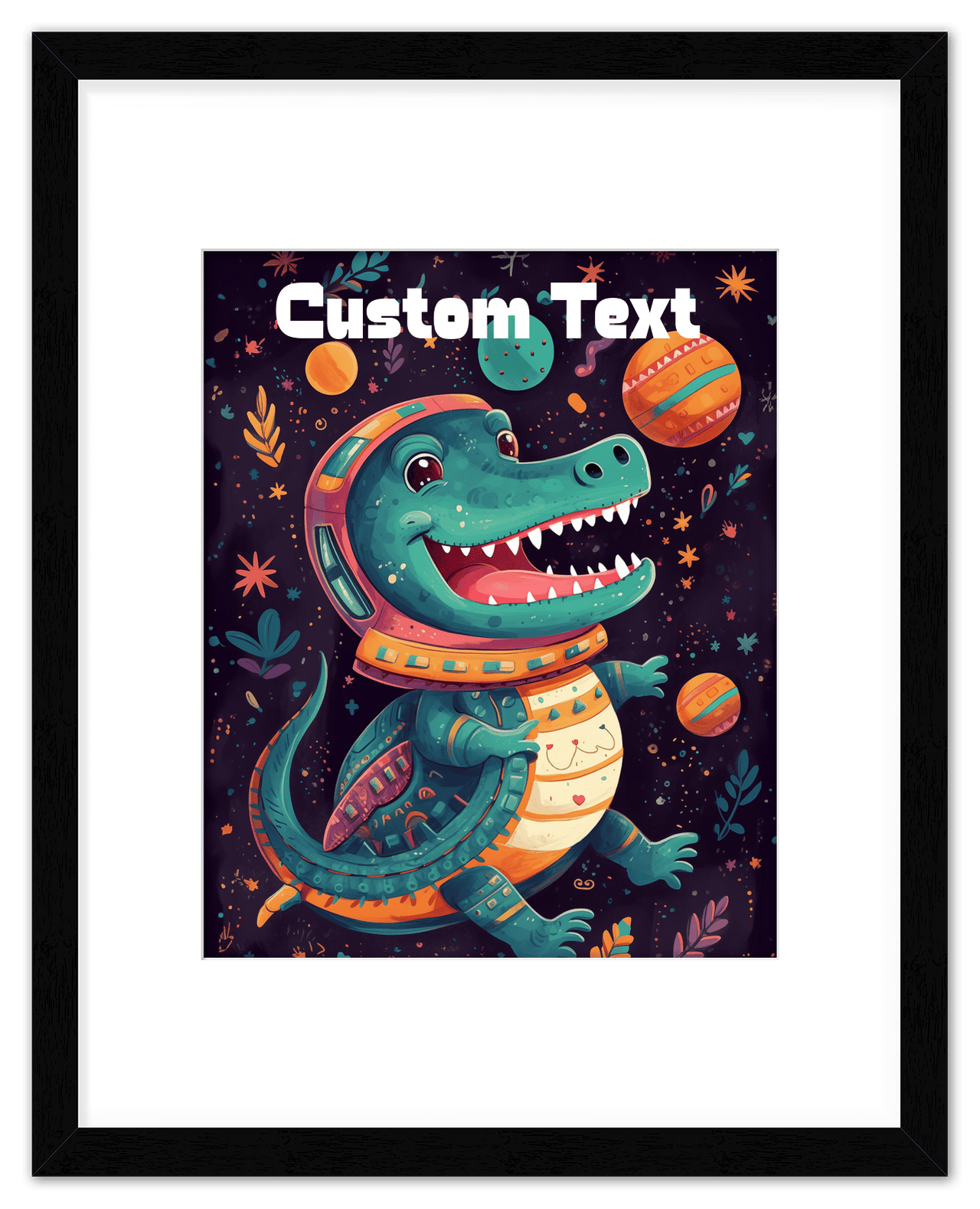 Just So Posh SpaceAni 1 Gator 1 Wall Art Decor Poster Photo Print, Ideal For Home or Office - Front View