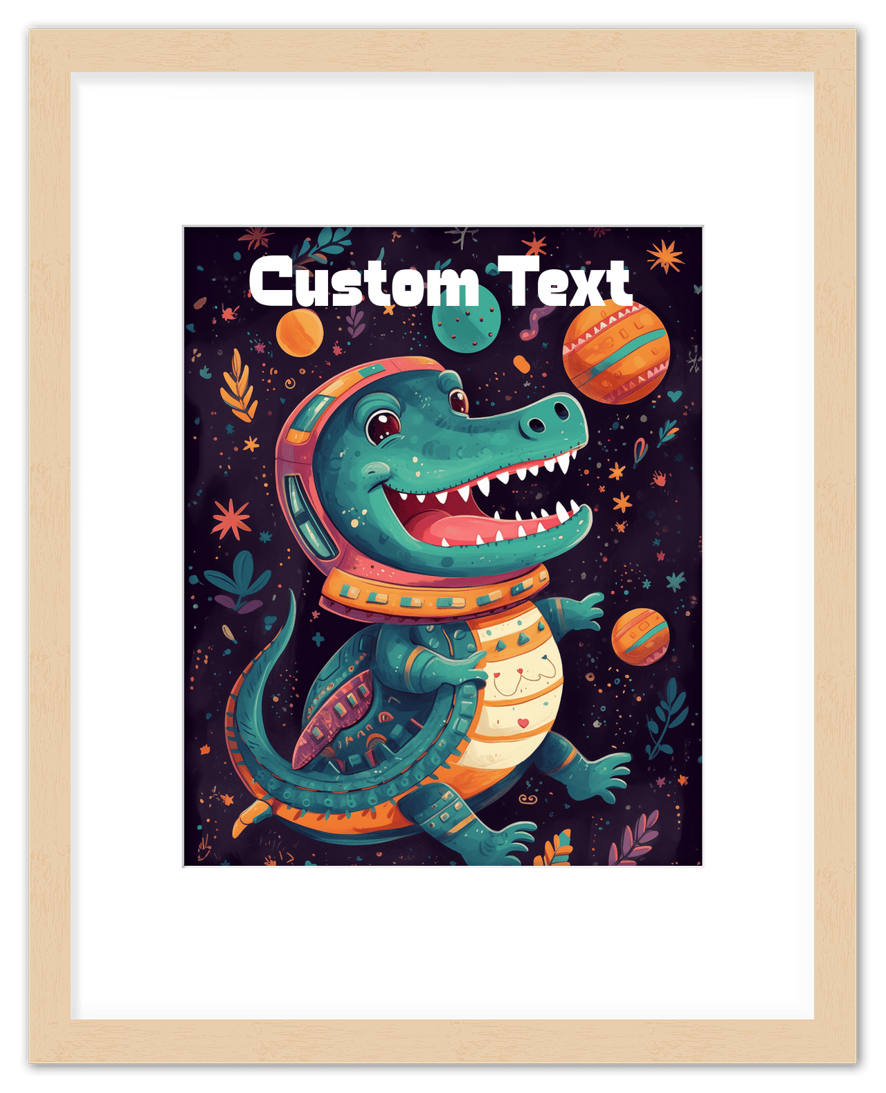 Just So Posh SpaceAni 1 Gator 1 Wall Art Decor Poster Photo Print, Ideal For Home or Office - Front View