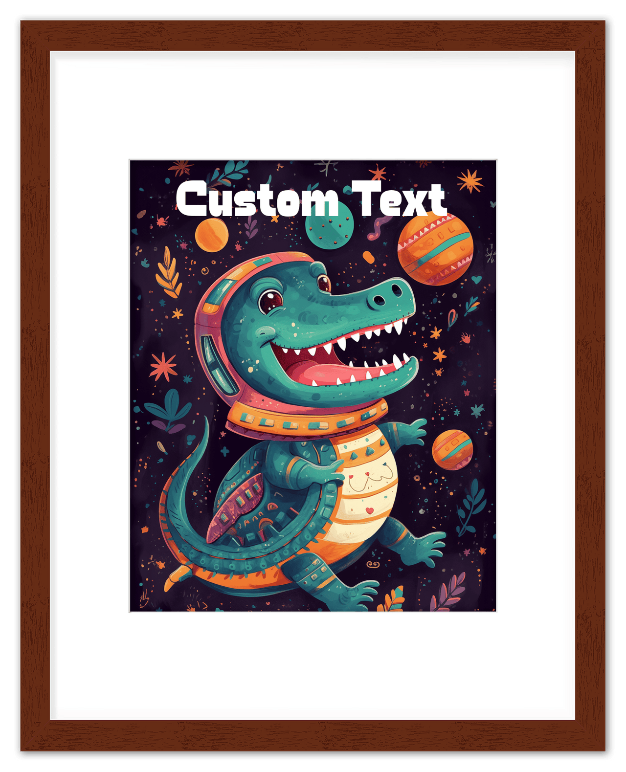 Just So Posh SpaceAni 1 Gator 1 Wall Art Decor Poster Photo Print, Ideal For Home or Office - Front View