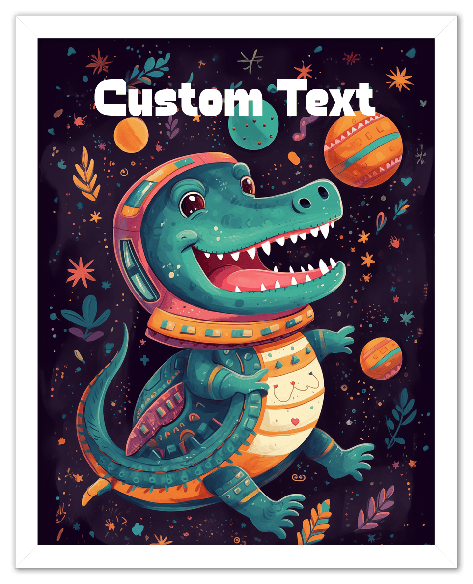 Just So Posh SpaceAni 1 Gator 1 Wall Art Decor Poster Photo Print, Ideal For Home or Office - Front View