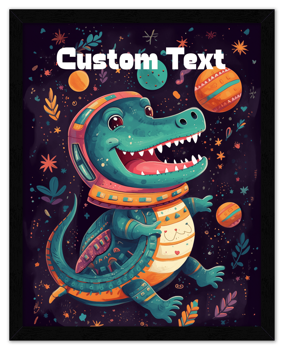 Just So Posh SpaceAni 1 Gator 1 Wall Art Decor Poster Photo Print, Ideal For Home or Office - Front View