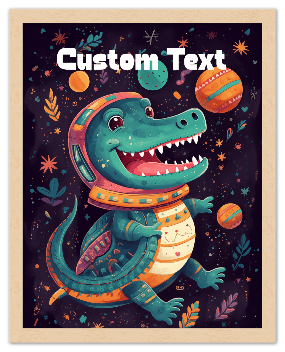 Just So Posh SpaceAni 1 Gator 1 Wall Art Decor Poster Photo Print, Ideal For Home or Office - Front View