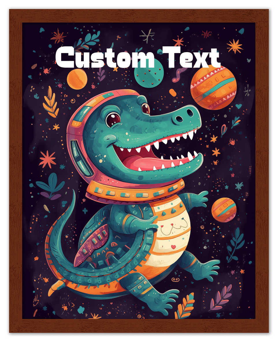 Just So Posh SpaceAni 1 Gator 1 Wall Art Decor Poster Photo Print, Ideal For Home or Office - Front View