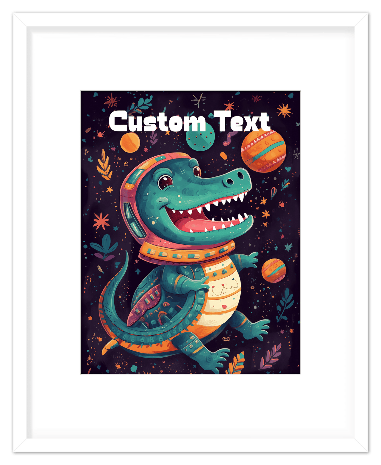 Just So Posh SpaceAni 1 Gator 1 Wall Art Decor Poster Photo Print, Ideal For Home or Office - Front View