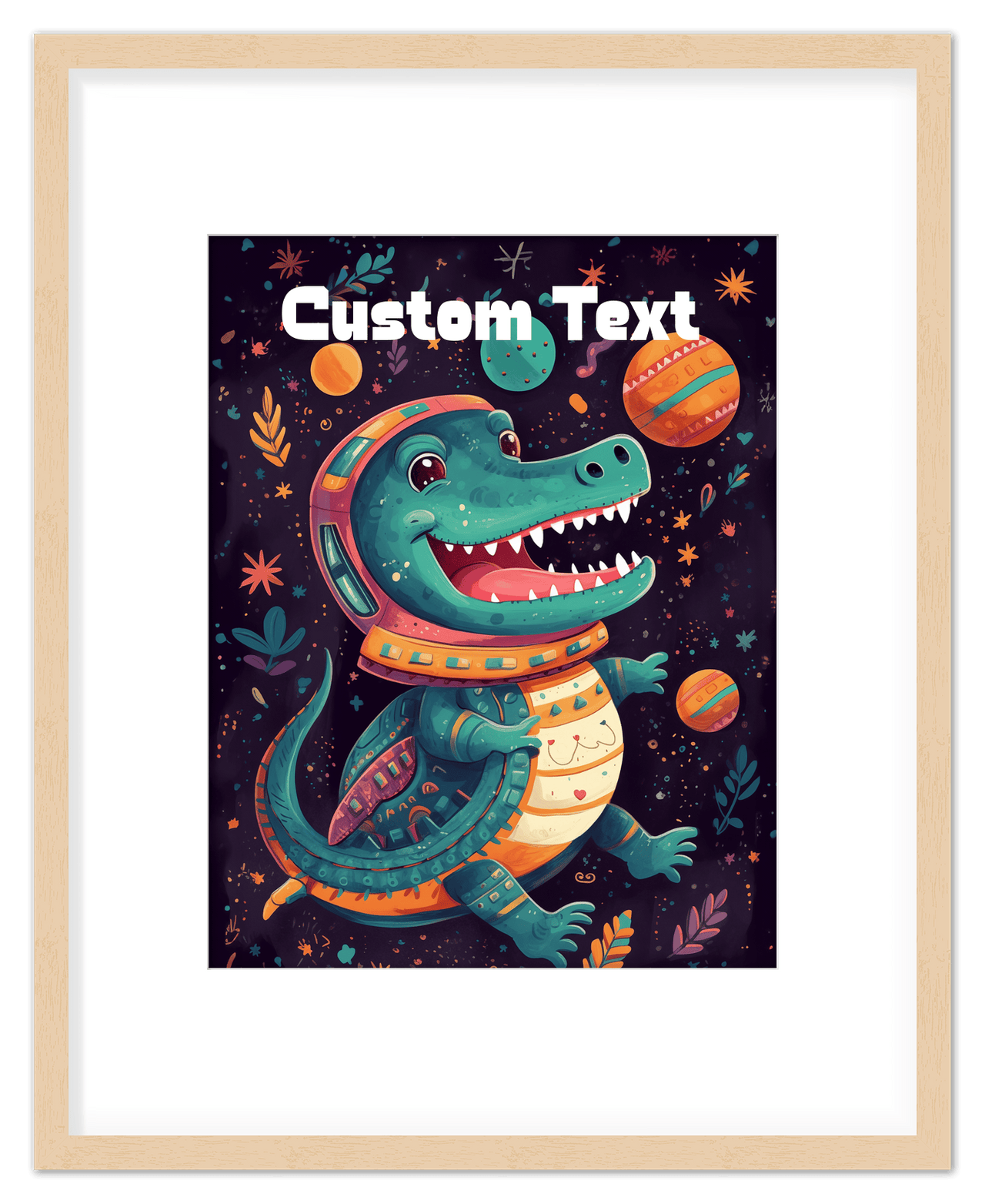 Just So Posh SpaceAni 1 Gator 1 Wall Art Decor Poster Photo Print, Ideal For Home or Office - Front View