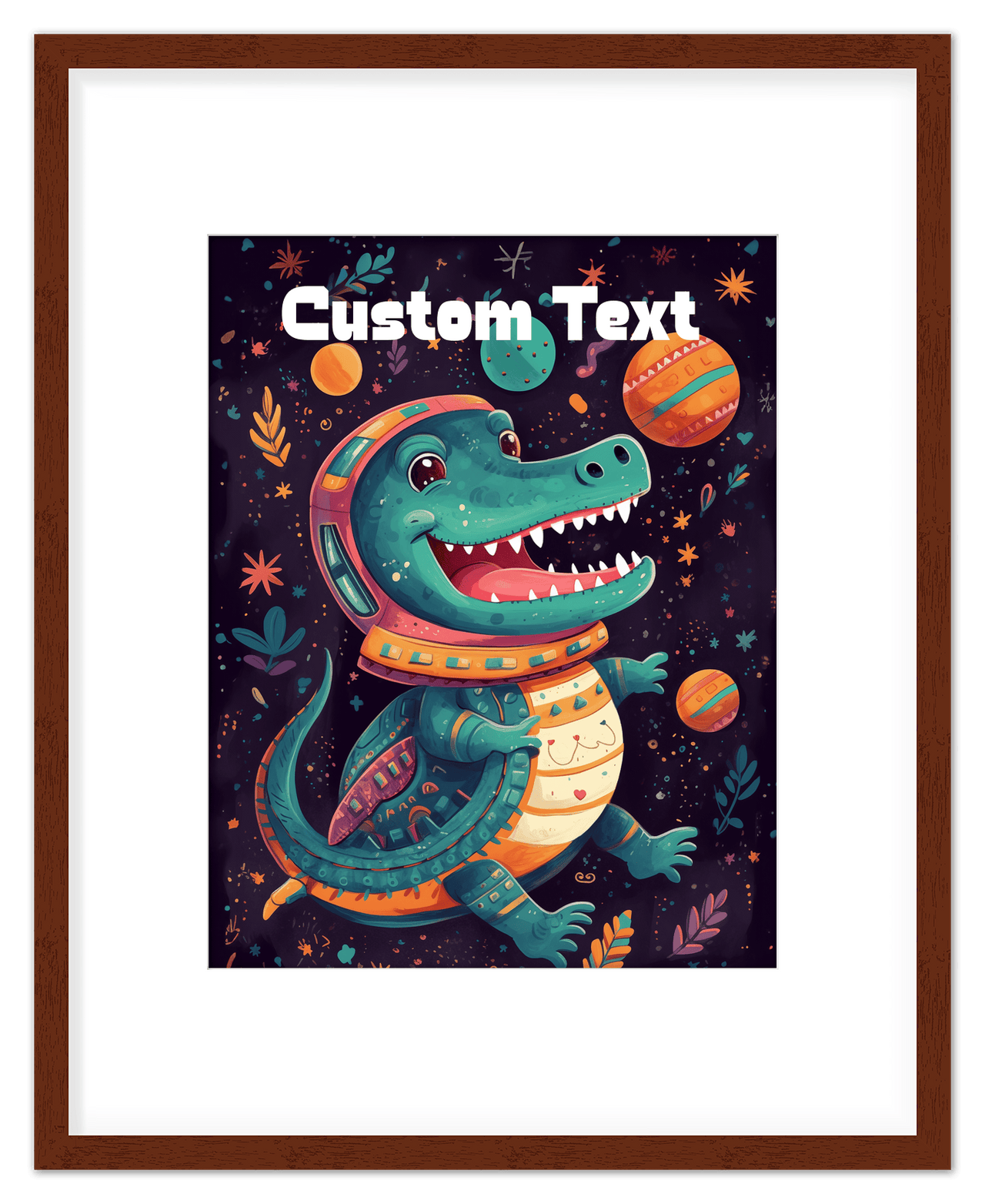 Just So Posh SpaceAni 1 Gator 1 Wall Art Decor Poster Photo Print, Ideal For Home or Office - Front View