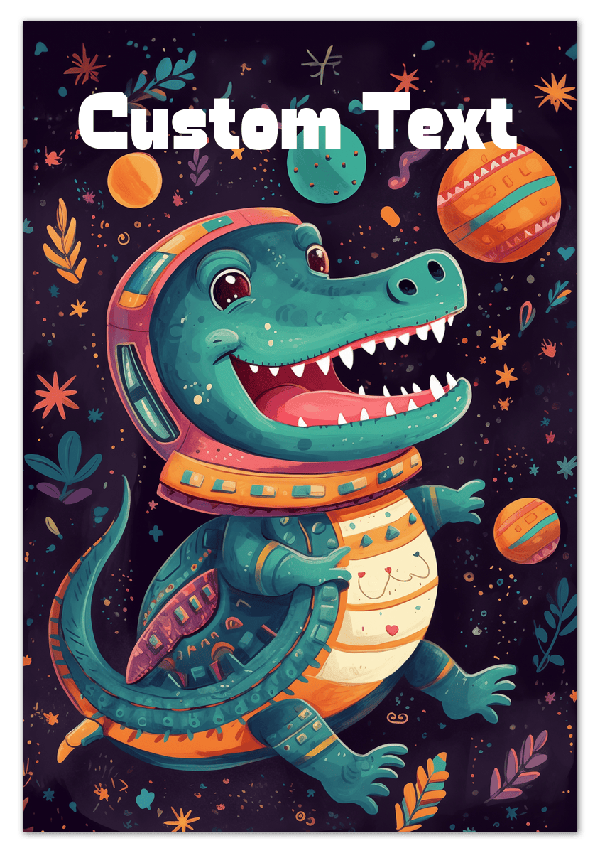 Just So Posh SpaceAni 1 Gator 1 Wall Art Decor Poster Photo Print, Ideal For Home or Office - Front View