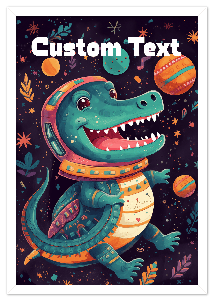 Just So Posh SpaceAni 1 Gator 1 Wall Art Decor Poster Photo Print, Ideal For Home or Office - Front View