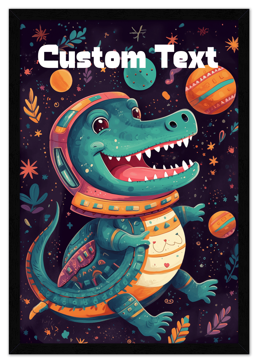 Just So Posh SpaceAni 1 Gator 1 Wall Art Decor Poster Photo Print, Ideal For Home or Office - Front View