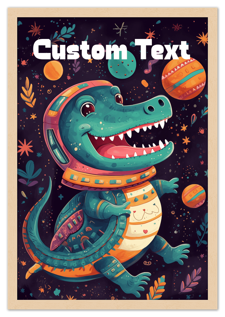 Just So Posh SpaceAni 1 Gator 1 Wall Art Decor Poster Photo Print, Ideal For Home or Office - Front View
