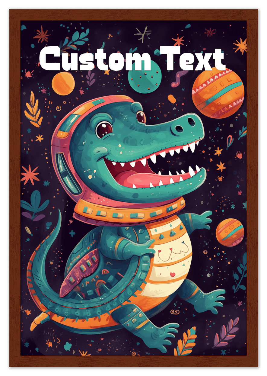 Just So Posh SpaceAni 1 Gator 1 Wall Art Decor Poster Photo Print, Ideal For Home or Office - Front View