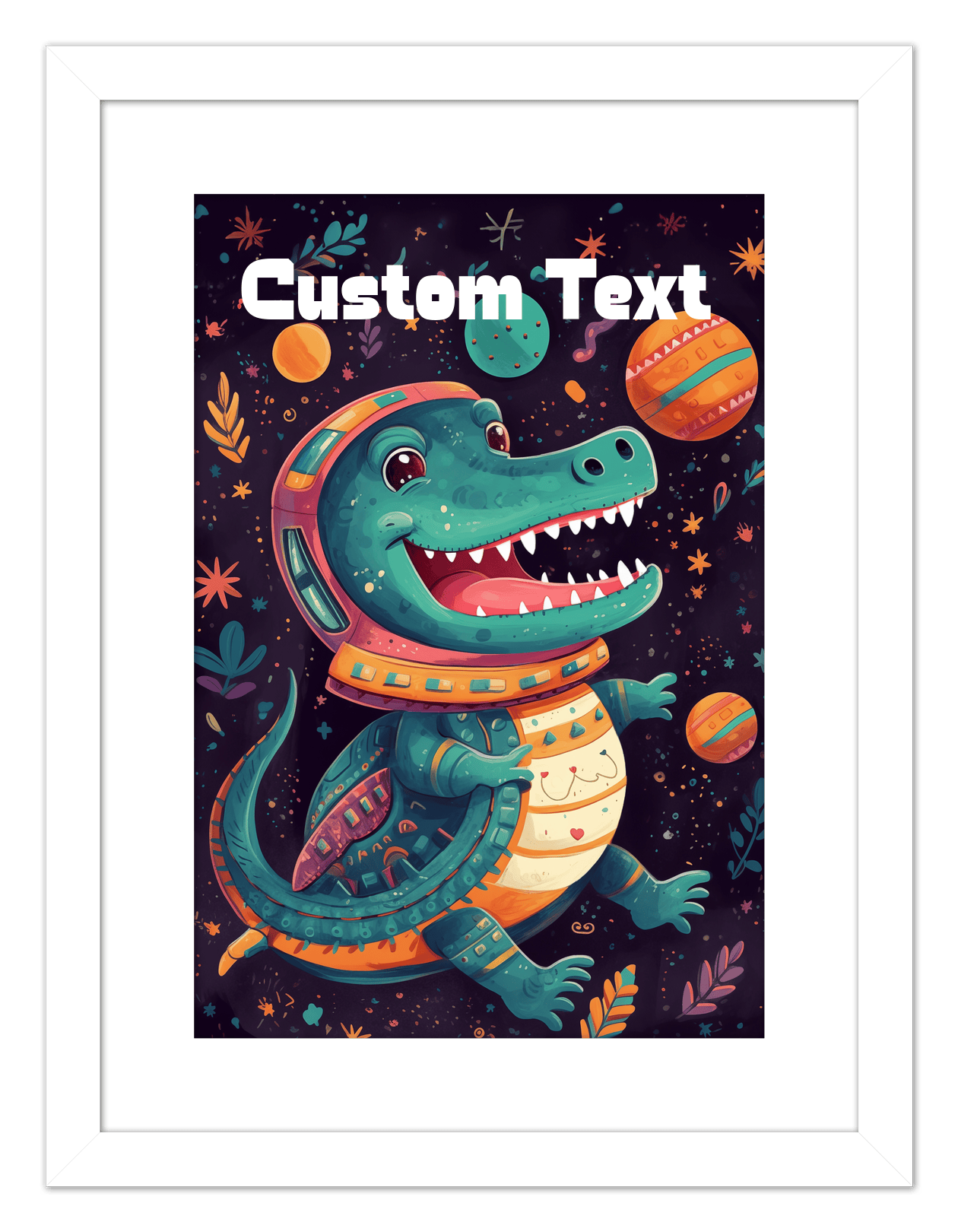 Just So Posh SpaceAni 1 Gator 1 Wall Art Decor Poster Photo Print, Ideal For Home or Office - Front View