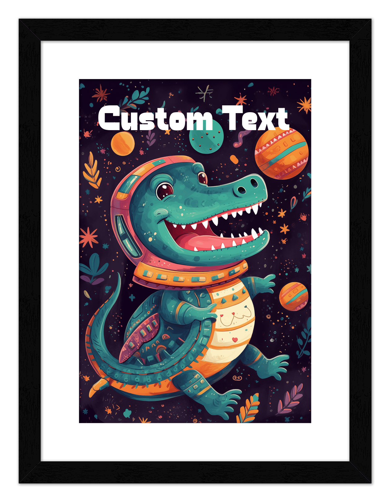 Just So Posh SpaceAni 1 Gator 1 Wall Art Decor Poster Photo Print, Ideal For Home or Office - Front View