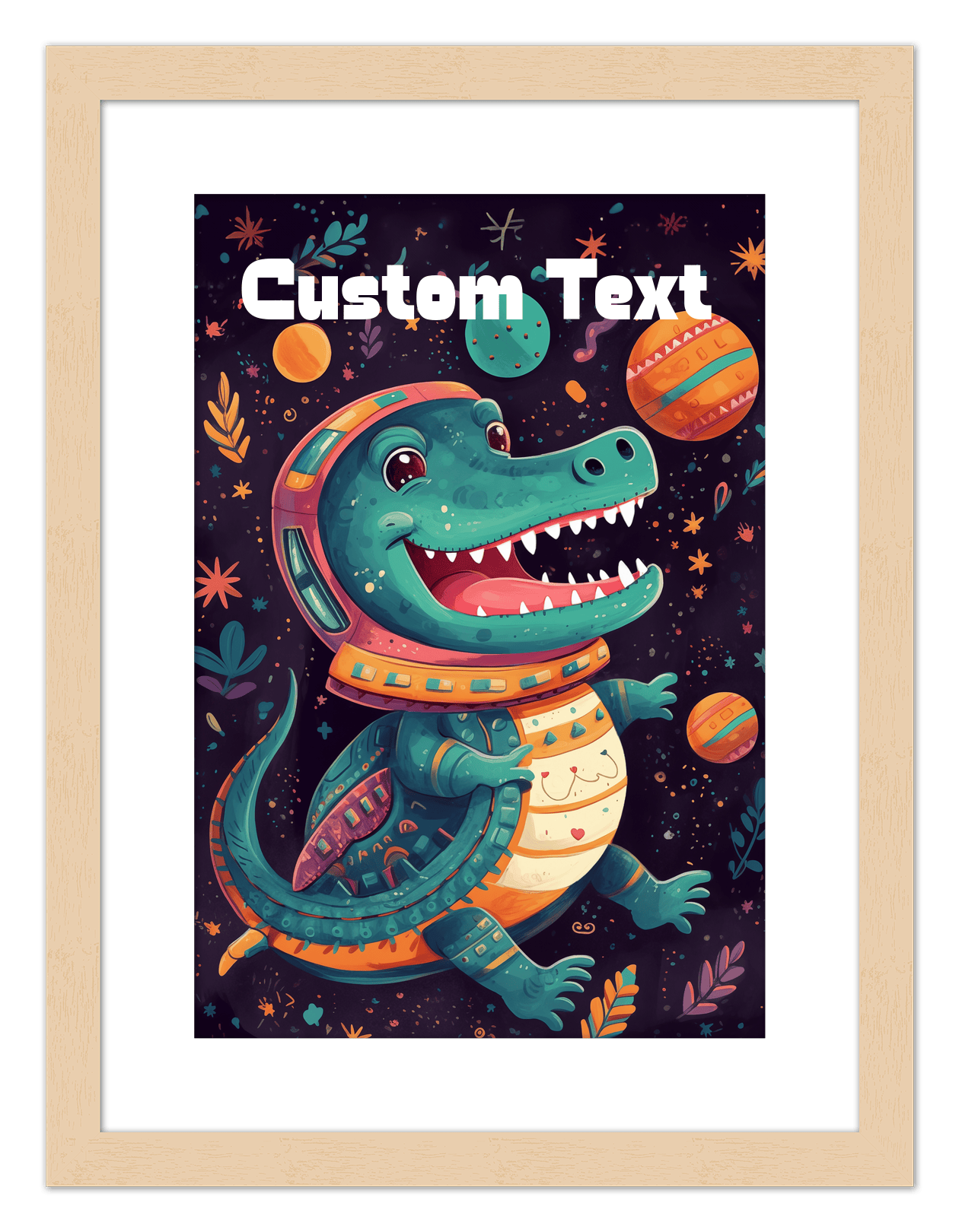 Just So Posh SpaceAni 1 Gator 1 Wall Art Decor Poster Photo Print, Ideal For Home or Office - Front View