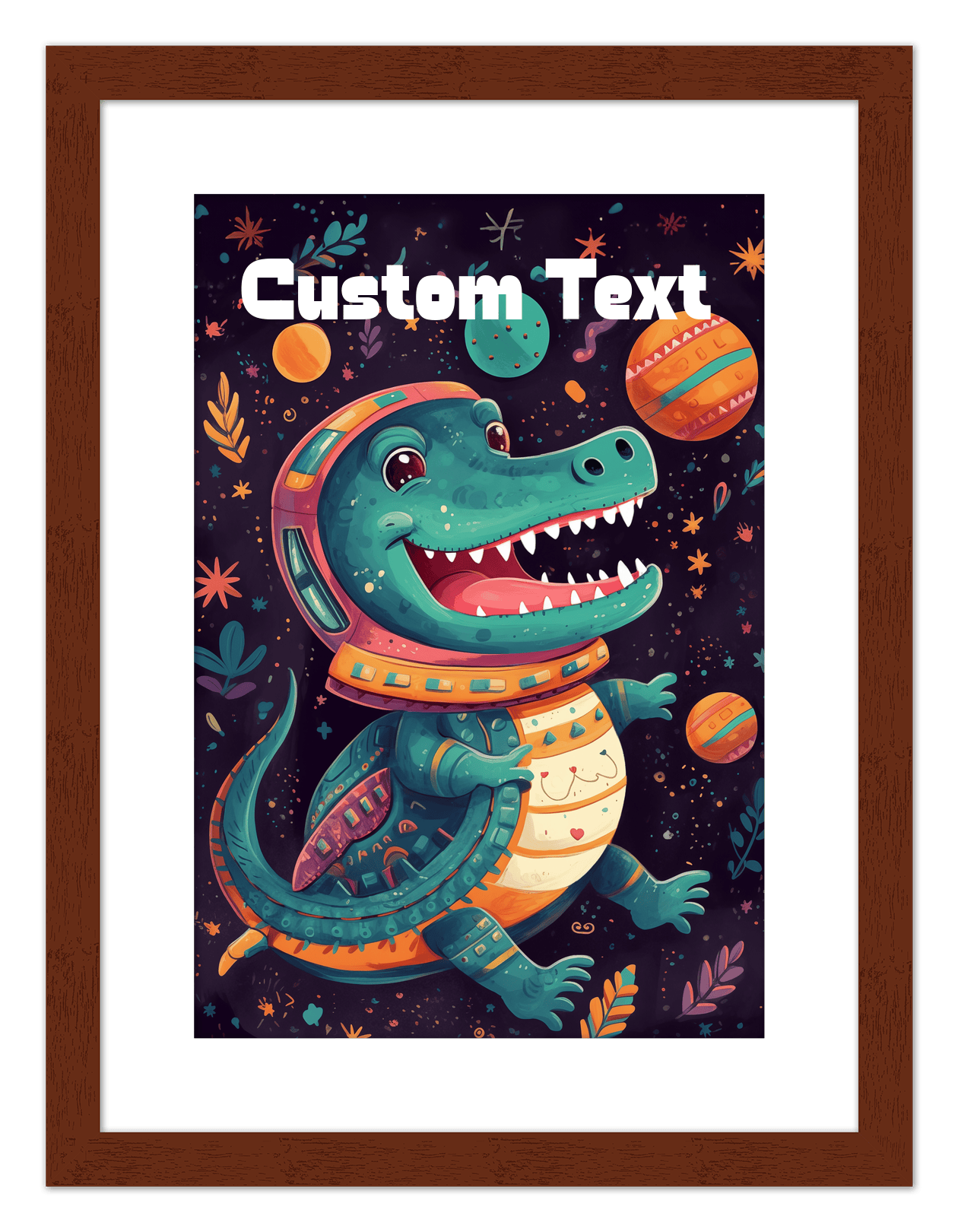 Just So Posh SpaceAni 1 Gator 1 Wall Art Decor Poster Photo Print, Ideal For Home or Office - Front View