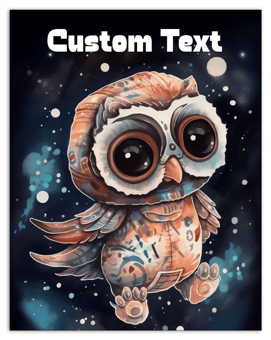 Just So Posh SpaceAni 1 Owl 1 Wall Art Decor Poster Photo Print, Ideal For Home or Office - Front View