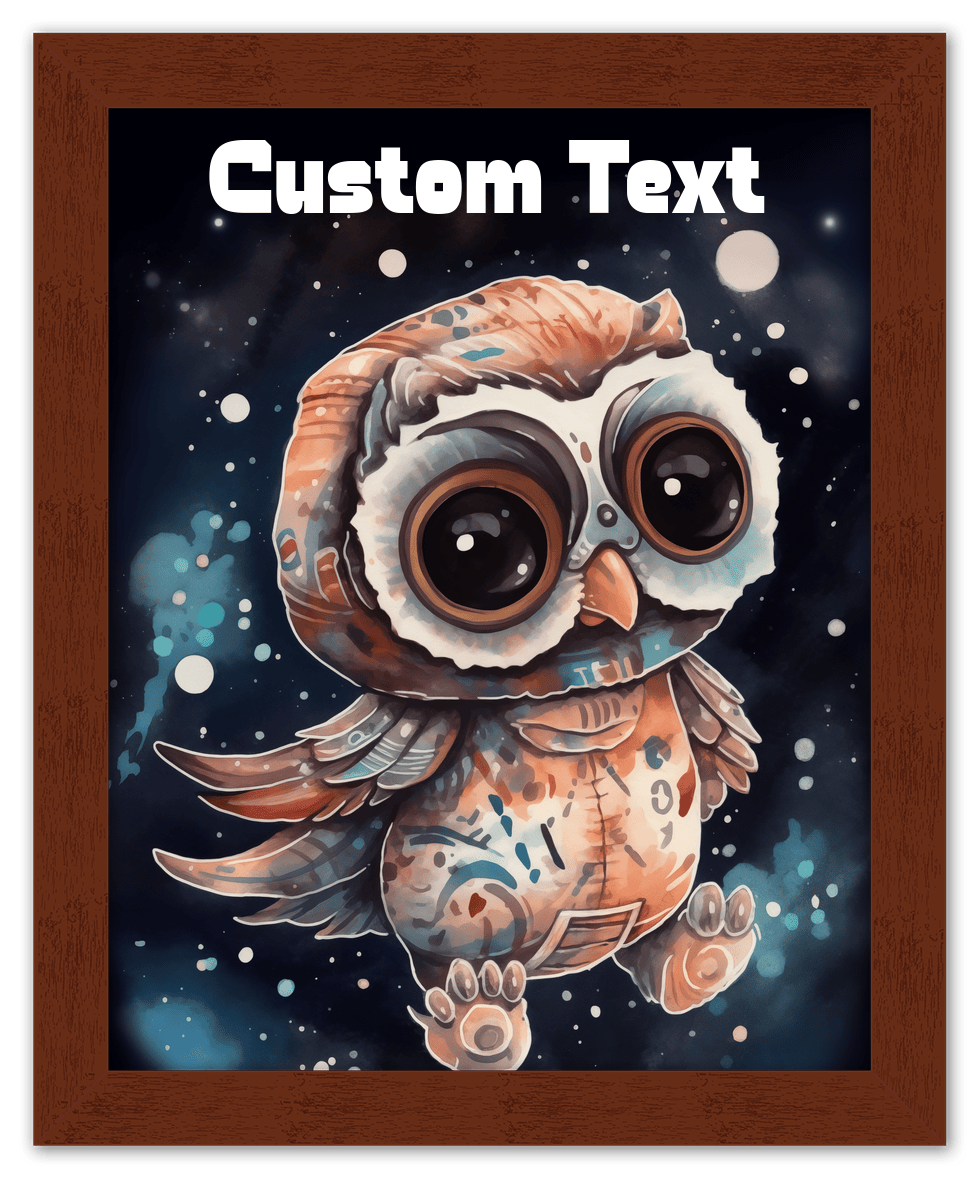 Just So Posh SpaceAni 1 Owl 1 Wall Art Decor Poster Photo Print, Ideal For Home or Office - Front View