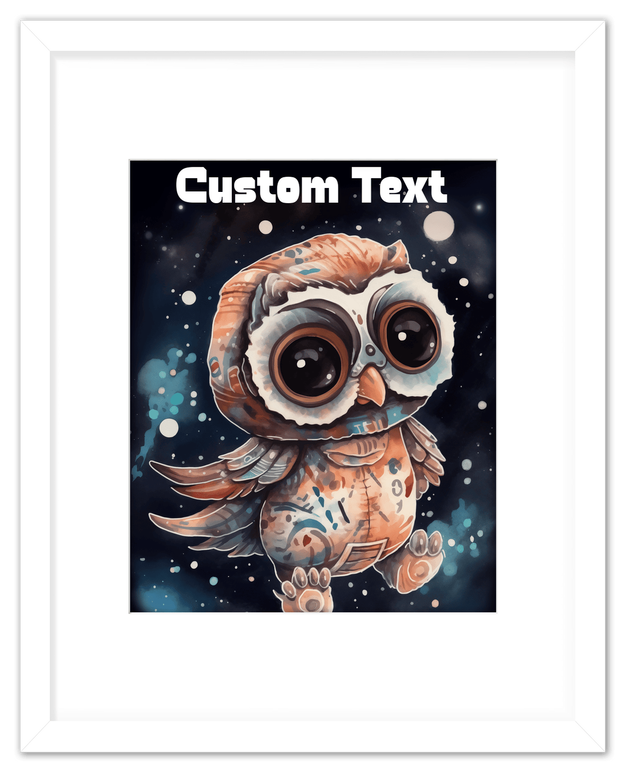 Just So Posh SpaceAni 1 Owl 1 Wall Art Decor Poster Photo Print, Ideal For Home or Office - Front View
