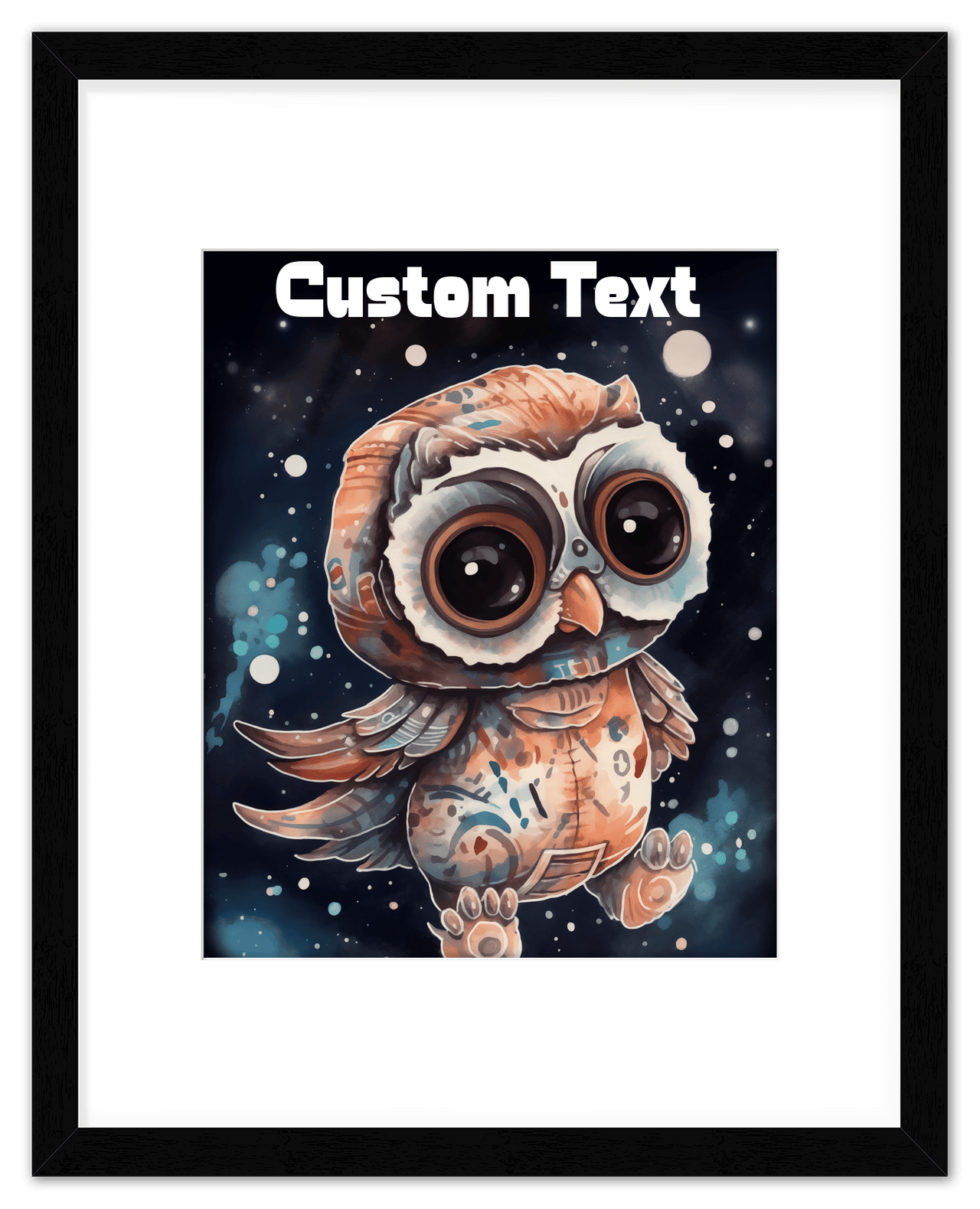 Just So Posh SpaceAni 1 Owl 1 Wall Art Decor Poster Photo Print, Ideal For Home or Office - Front View