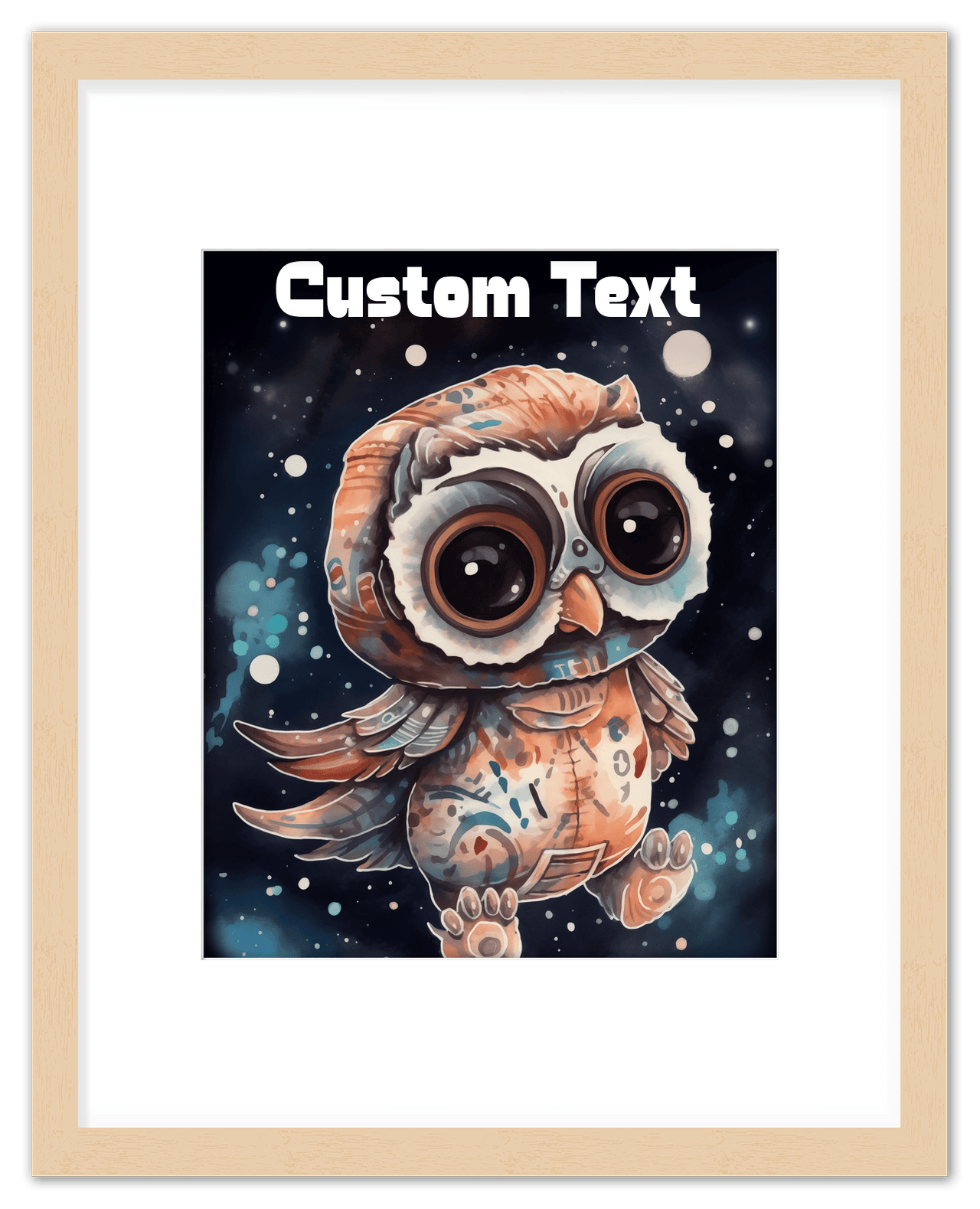 Just So Posh SpaceAni 1 Owl 1 Wall Art Decor Poster Photo Print, Ideal For Home or Office - Front View