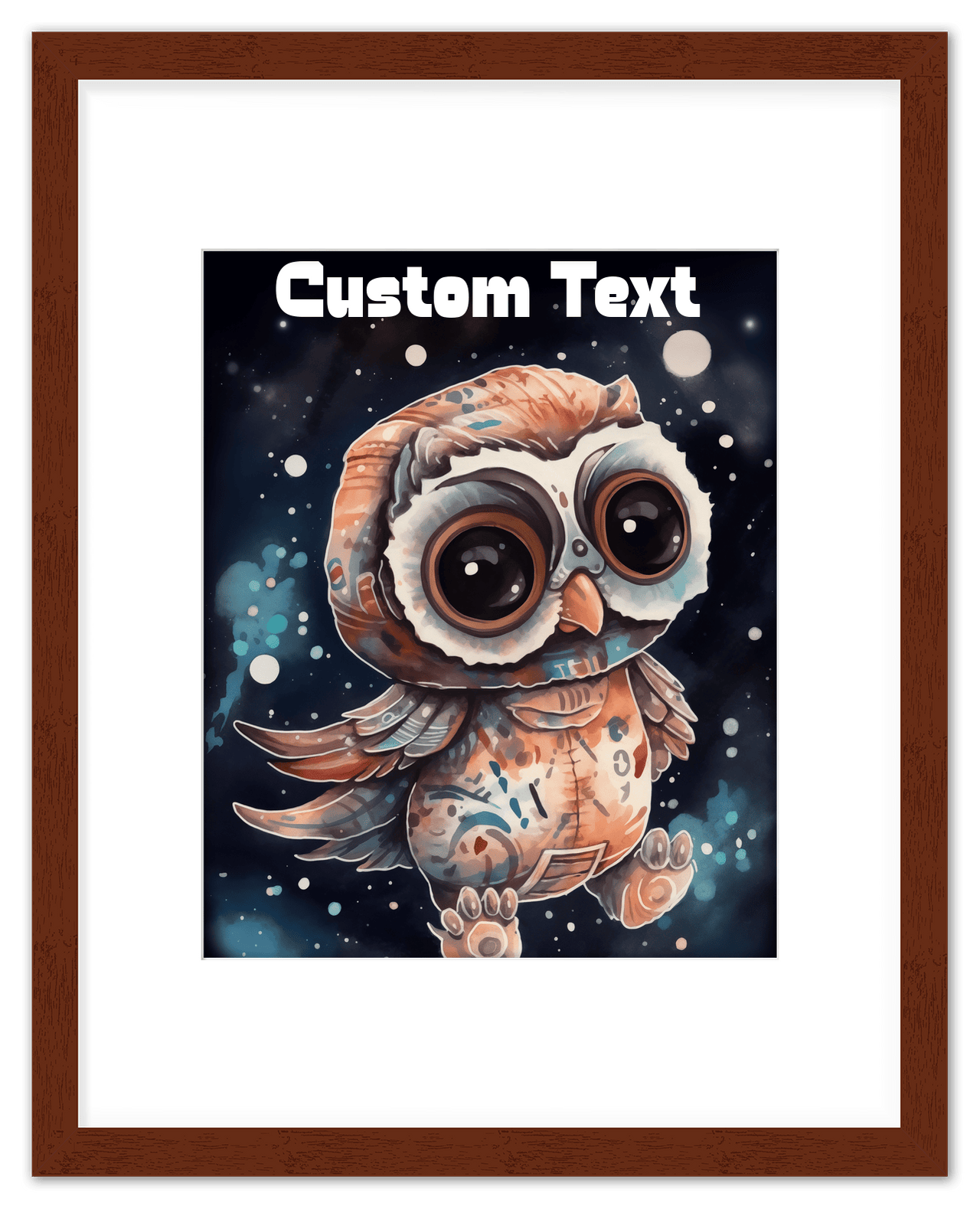 Just So Posh SpaceAni 1 Owl 1 Wall Art Decor Poster Photo Print, Ideal For Home or Office - Front View