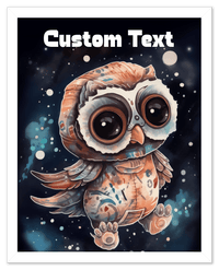Thumbnail for Just So Posh SpaceAni 1 Owl 1 Wall Art Decor Poster Photo Print, Ideal For Home or Office - Front View