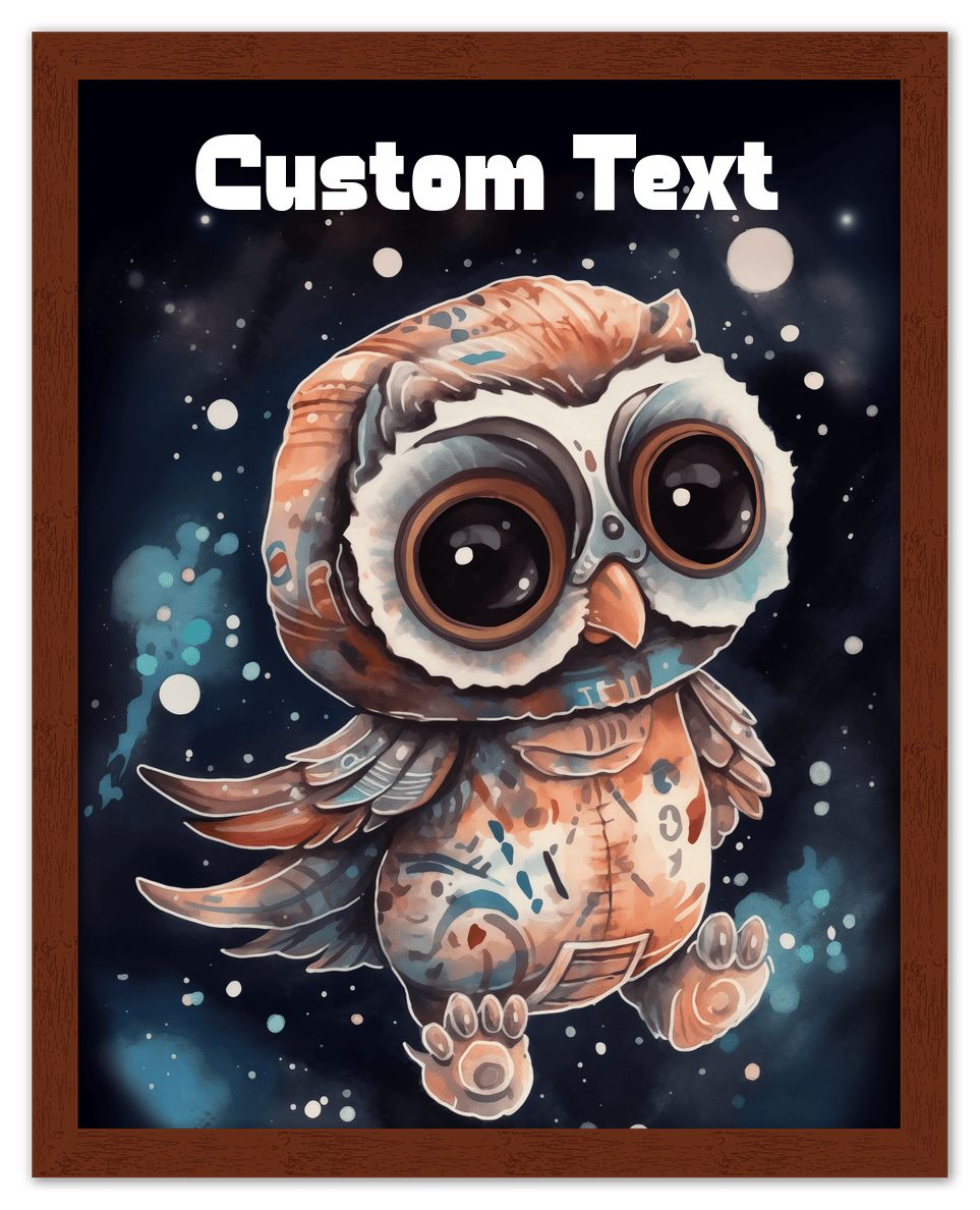 Just So Posh SpaceAni 1 Owl 1 Wall Art Decor Poster Photo Print, Ideal For Home or Office - Front View