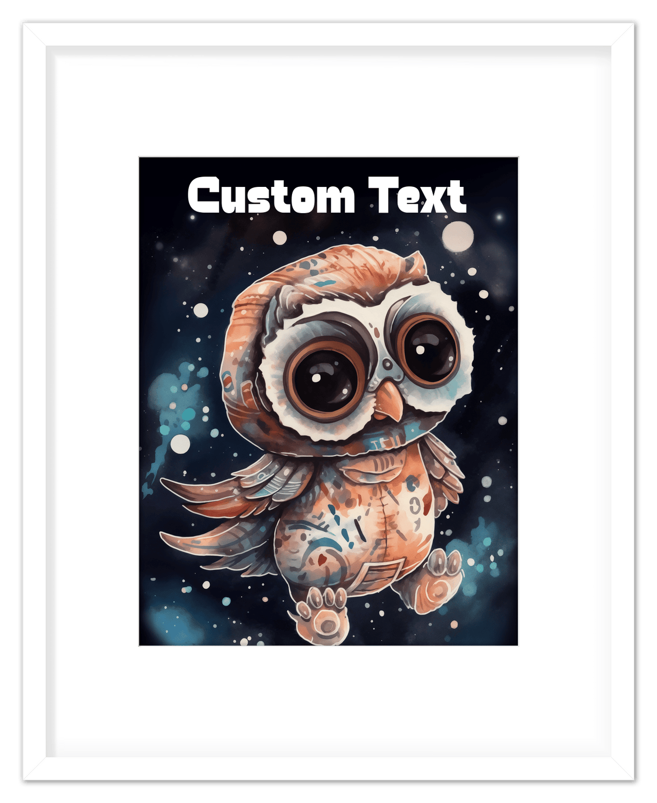 Just So Posh SpaceAni 1 Owl 1 Wall Art Decor Poster Photo Print, Ideal For Home or Office - Front View