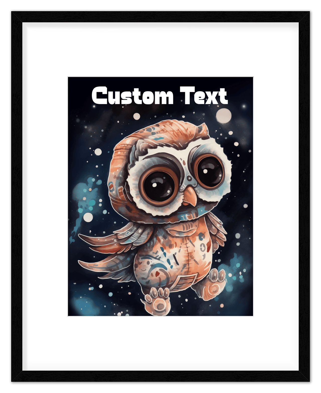 Just So Posh SpaceAni 1 Owl 1 Wall Art Decor Poster Photo Print, Ideal For Home or Office - Front View