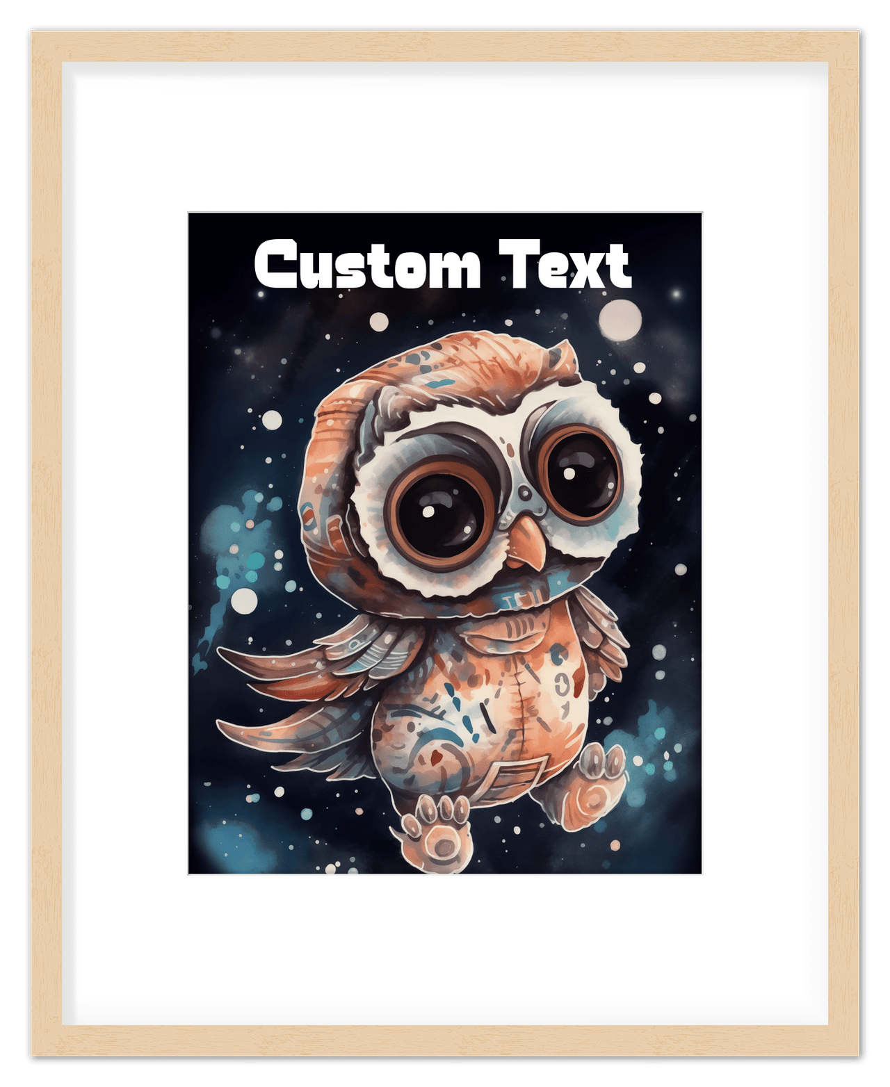 Just So Posh SpaceAni 1 Owl 1 Wall Art Decor Poster Photo Print, Ideal For Home or Office - Front View
