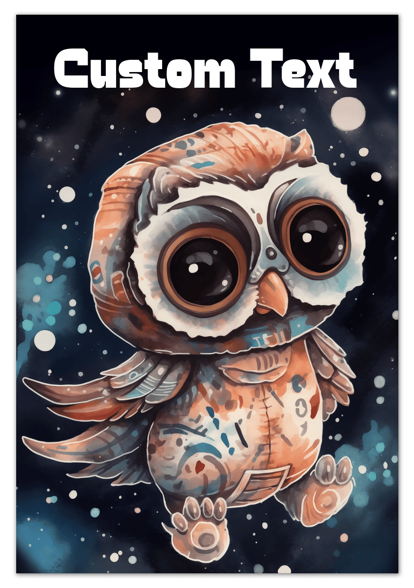 Just So Posh SpaceAni 1 Owl 1 Wall Art Decor Poster Photo Print, Ideal For Home or Office - Front View