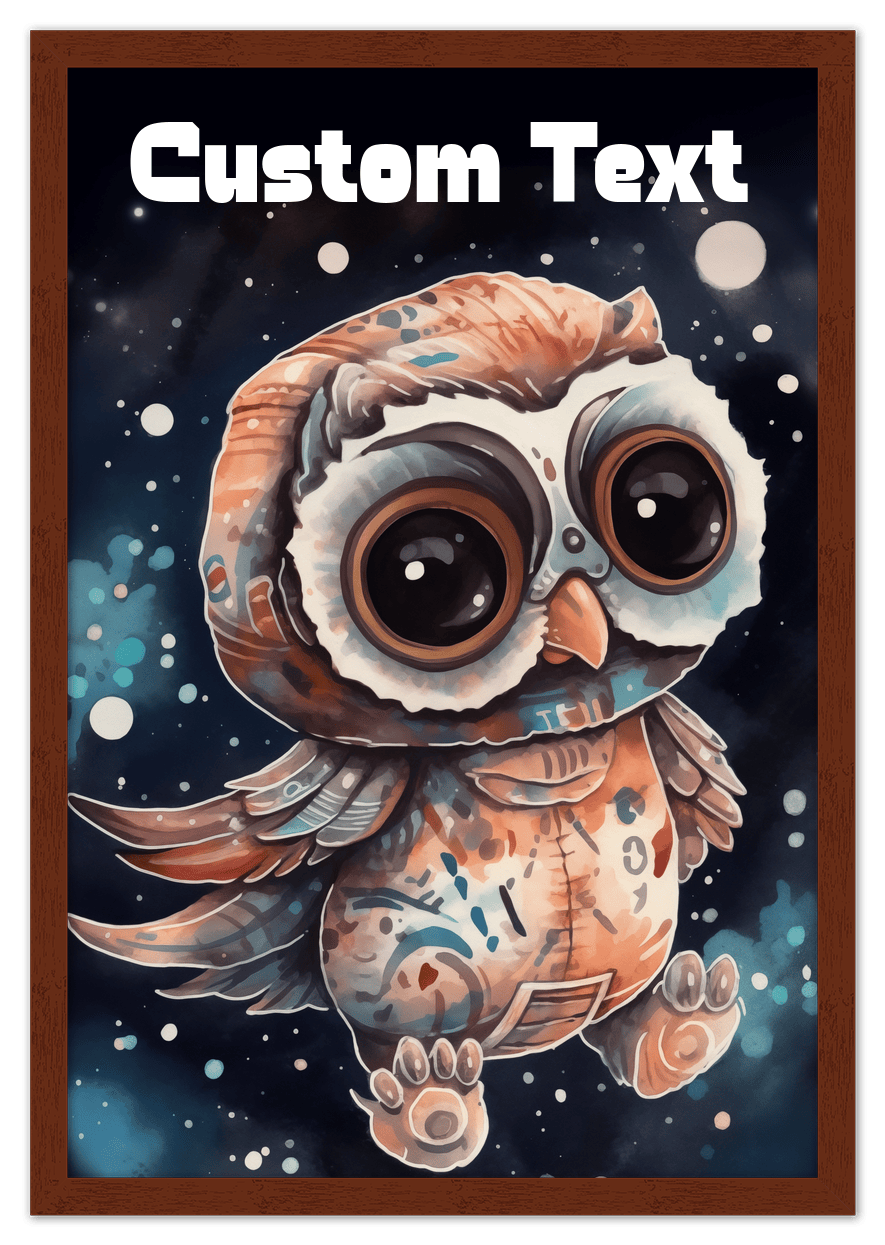 Just So Posh SpaceAni 1 Owl 1 Wall Art Decor Poster Photo Print, Ideal For Home or Office - Front View