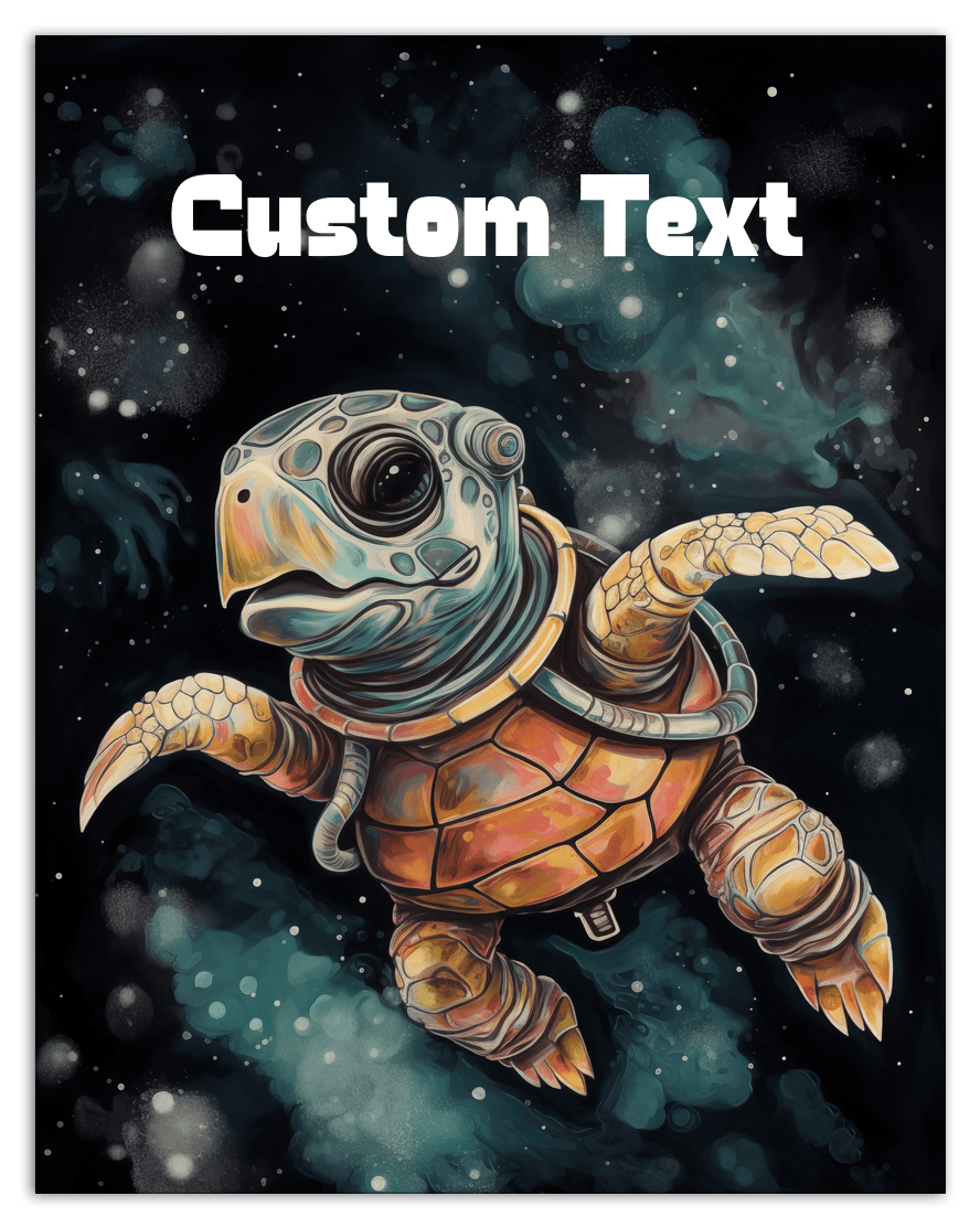 Just So Posh SpaceAni 1 Turtle 1 Wall Art Decor Poster Photo Print, Ideal For Home or Office - Front View