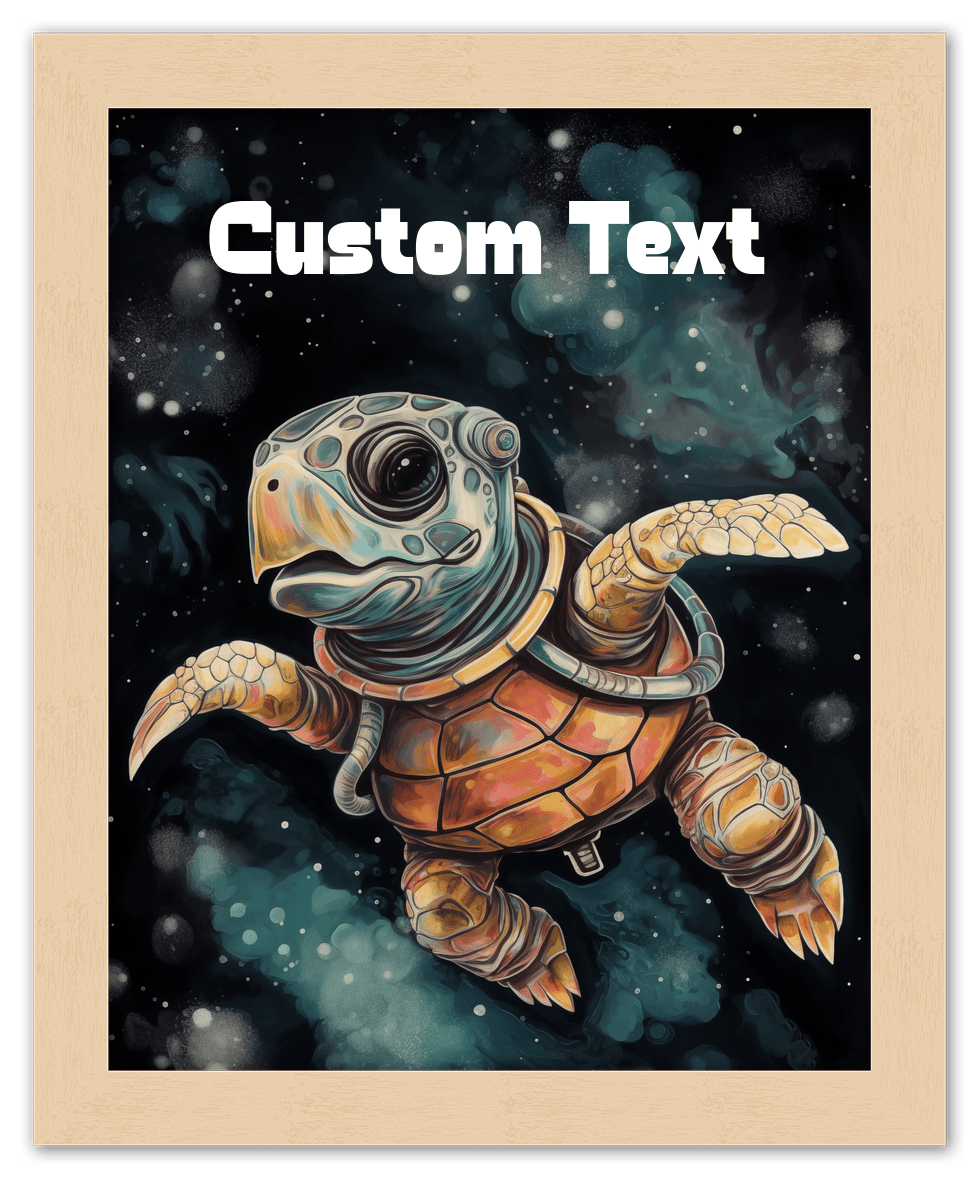Just So Posh SpaceAni 1 Turtle 1 Wall Art Decor Poster Photo Print, Ideal For Home or Office - Front View