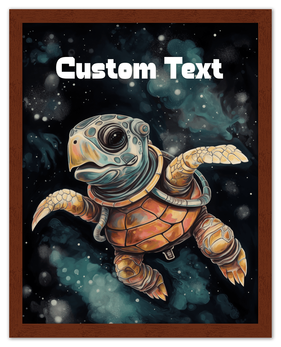 Just So Posh SpaceAni 1 Turtle 1 Wall Art Decor Poster Photo Print, Ideal For Home or Office - Front View