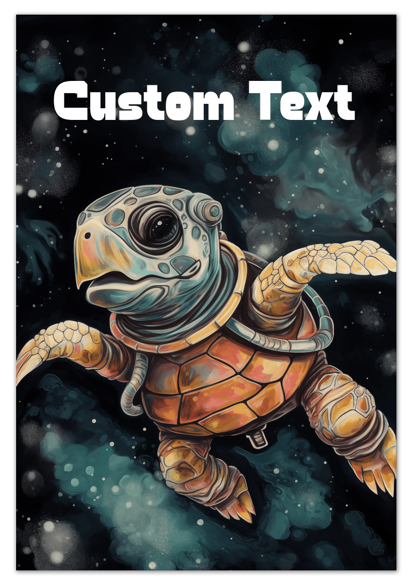 Just So Posh SpaceAni 1 Turtle 1 Wall Art Decor Poster Photo Print, Ideal For Home or Office - Front View