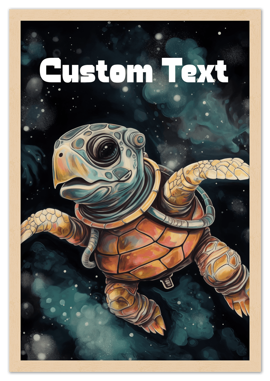 Just So Posh SpaceAni 1 Turtle 1 Wall Art Decor Poster Photo Print, Ideal For Home or Office - Front View