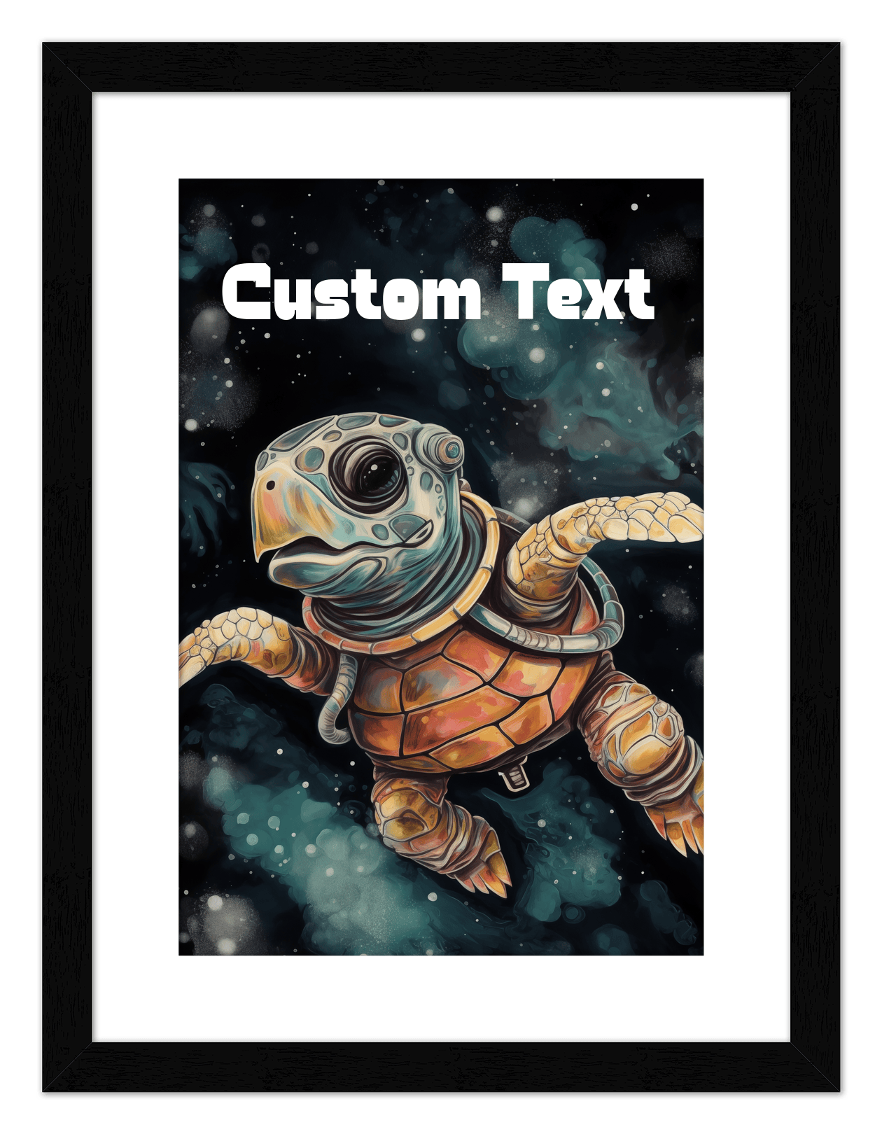 Just So Posh SpaceAni 1 Turtle 1 Wall Art Decor Poster Photo Print, Ideal For Home or Office - Front View