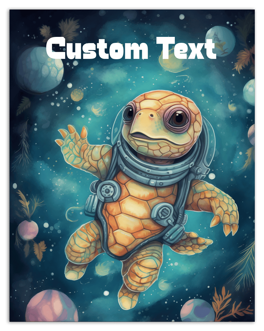 Just So Posh SpaceAni 1 Turtle 2 Wall Art Decor Poster Photo Print, Ideal For Home or Office - Front View