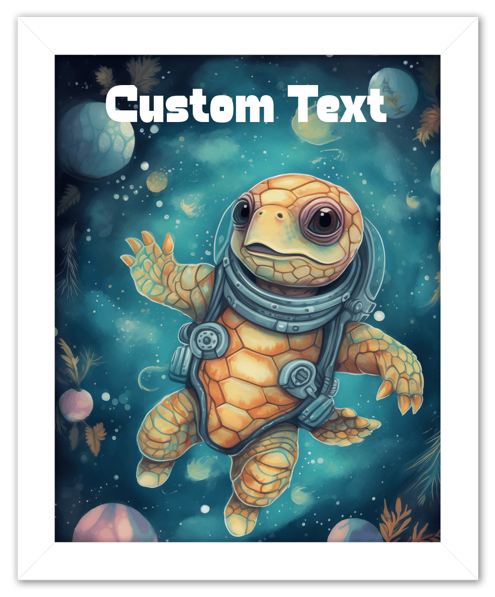 Just So Posh SpaceAni 1 Turtle 2 Wall Art Decor Poster Photo Print, Ideal For Home or Office - Front View