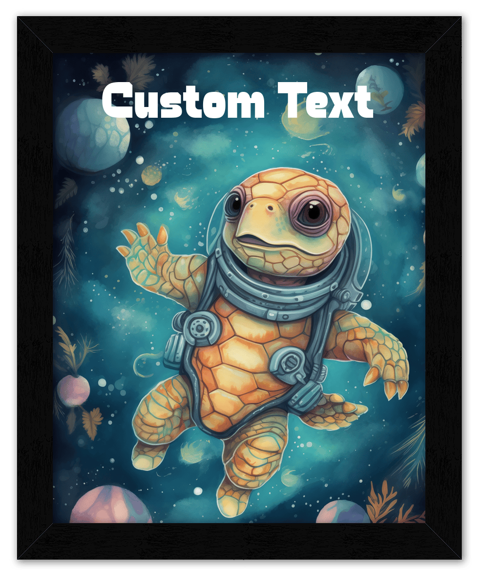 Just So Posh SpaceAni 1 Turtle 2 Wall Art Decor Poster Photo Print, Ideal For Home or Office - Front View