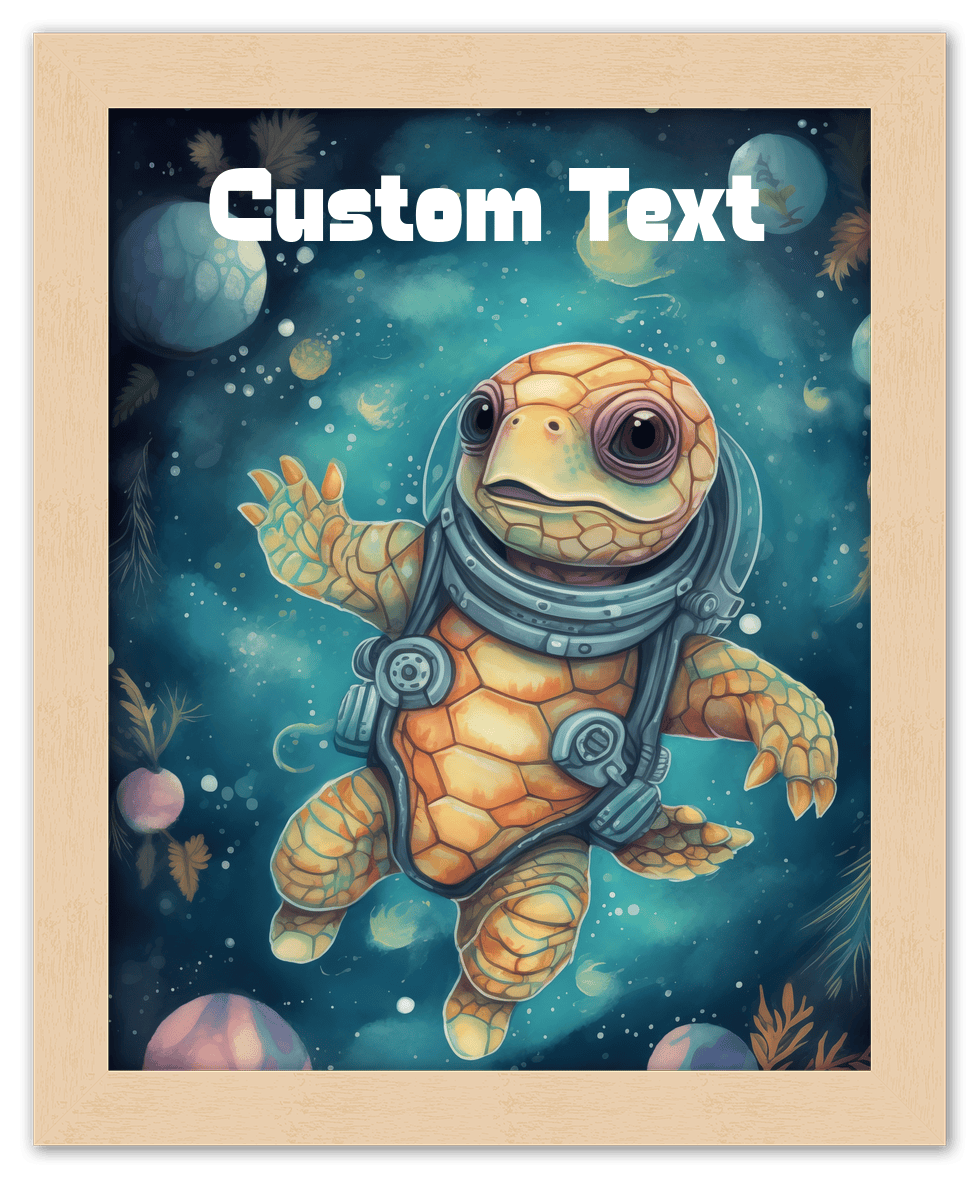 Just So Posh SpaceAni 1 Turtle 2 Wall Art Decor Poster Photo Print, Ideal For Home or Office - Front View