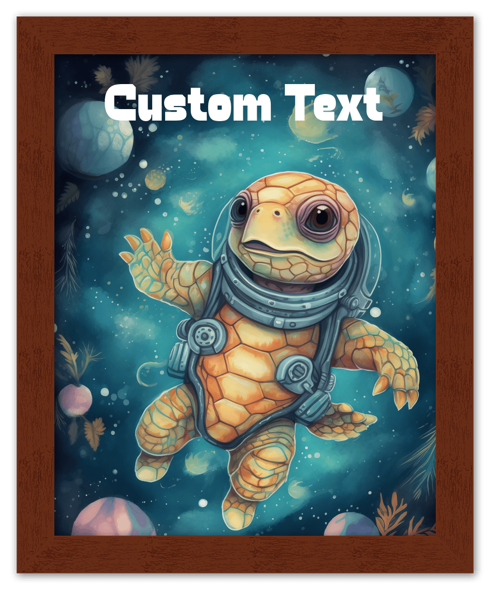 Just So Posh SpaceAni 1 Turtle 2 Wall Art Decor Poster Photo Print, Ideal For Home or Office - Front View