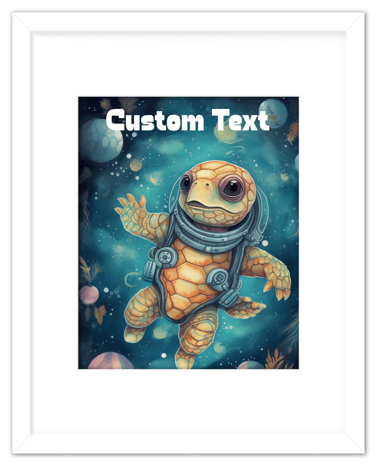 Just So Posh SpaceAni 1 Turtle 2 Wall Art Decor Poster Photo Print, Ideal For Home or Office - Front View