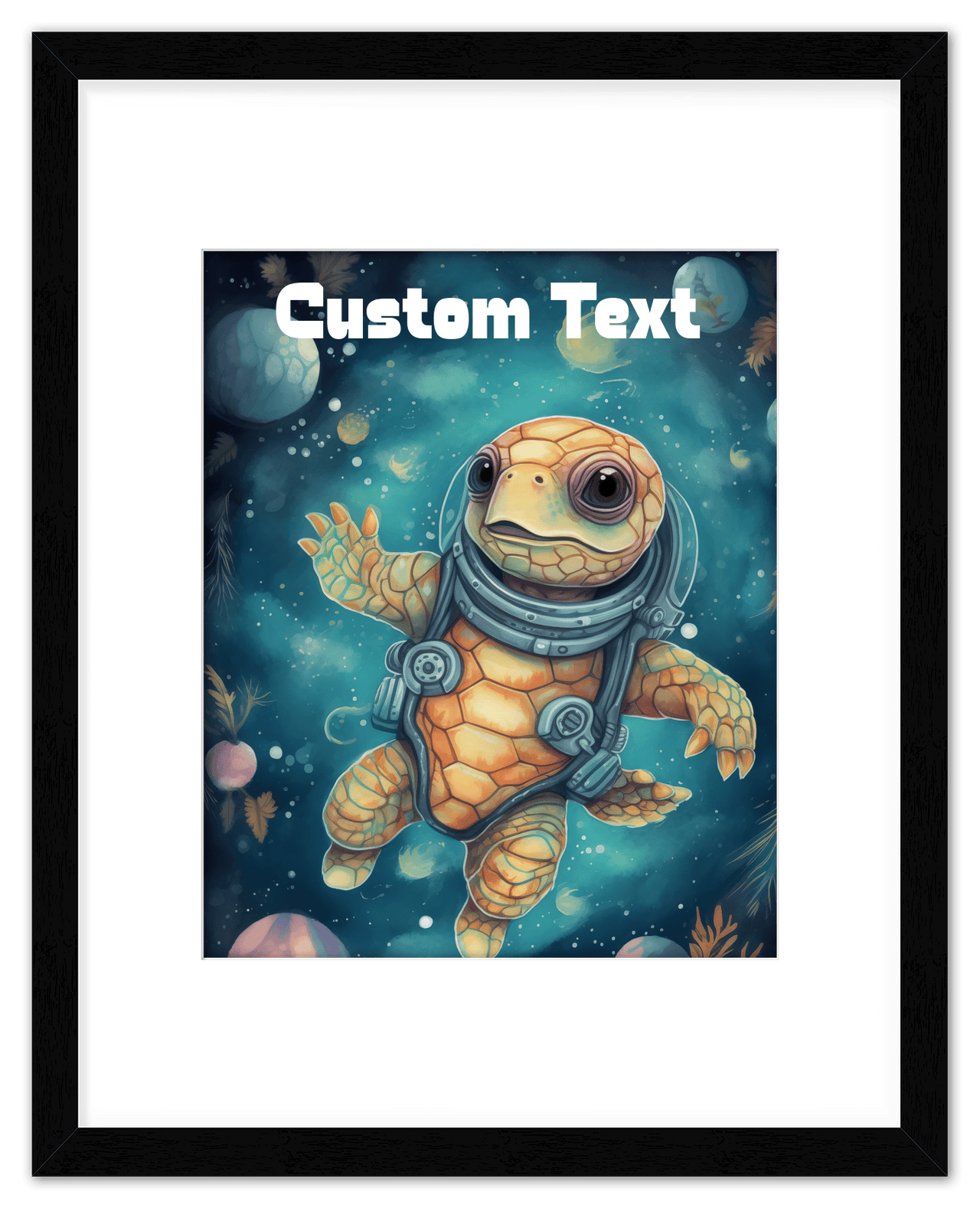 Just So Posh SpaceAni 1 Turtle 2 Wall Art Decor Poster Photo Print, Ideal For Home or Office - Front View